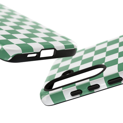 Stylish Phone Case - Green Checker Print, Trendy Phone Cover, Unique Gift, Modern Accessories, Eco-Friendly Case
