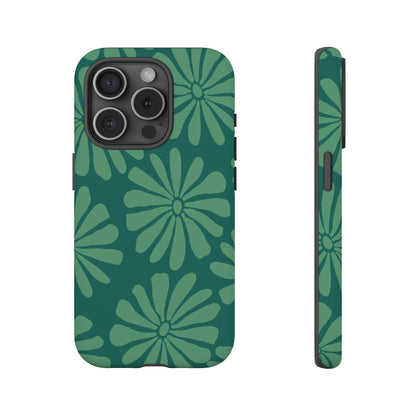Stylish iPhone Case, Floral Phone Cover, Tough Phone Cases, Green Daisy Design, Unique Gift for Her, Spring Accessories