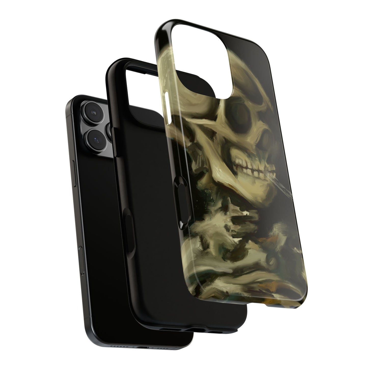 Skull Phone Case - Tough Cases, Macabre Style, Unique Accessories, Perfect for Halloween, Gothic Decor, Edgy Gift Idea | Van Gogh Reimagined, Abstract Twist on  Van Gogh's Skeleton with Burning Cigarette