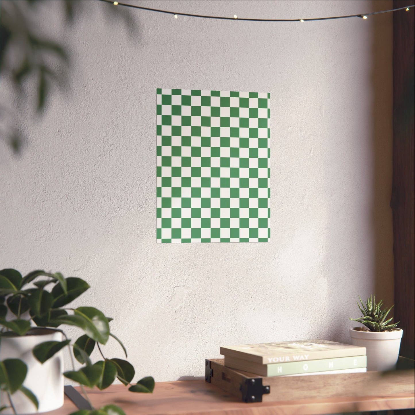 Green Checkerboard Matte Vertical Posters | Home Decor, Wall Art, Living Room Accent, Patterned Prints, Gift for Art Lovers