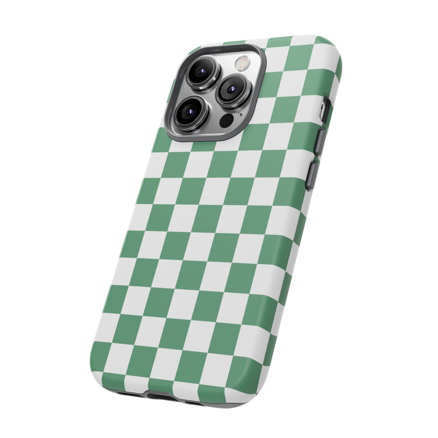 Stylish Phone Case - Green Checker Print, Trendy Phone Cover, Unique Gift, Modern Accessories, Eco-Friendly Case