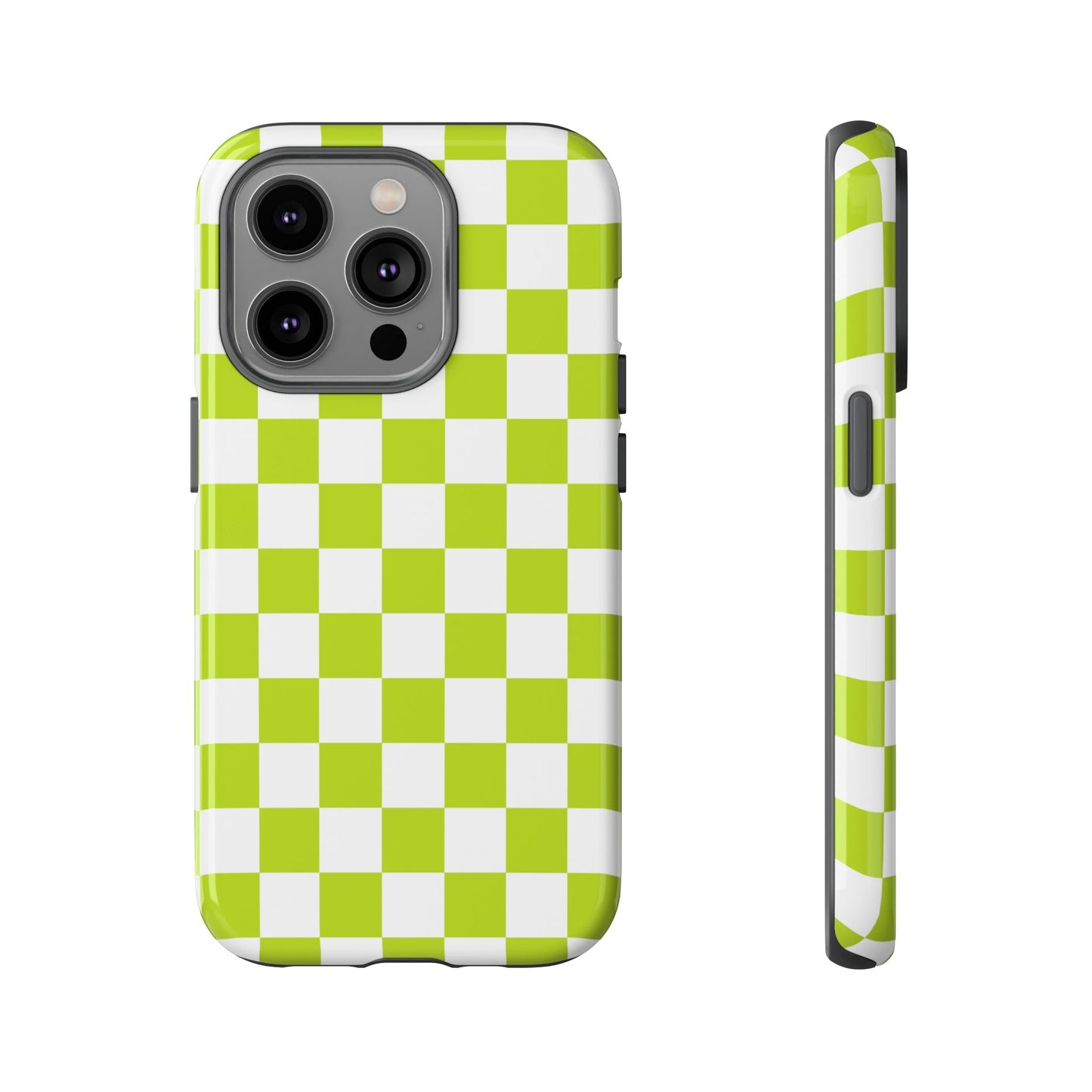 Lively Checker Pattern Phone Case | Tough Cases, Green Checkered Design, Unique Cell Phone Cover, Trendy Accessory, Gift Idea