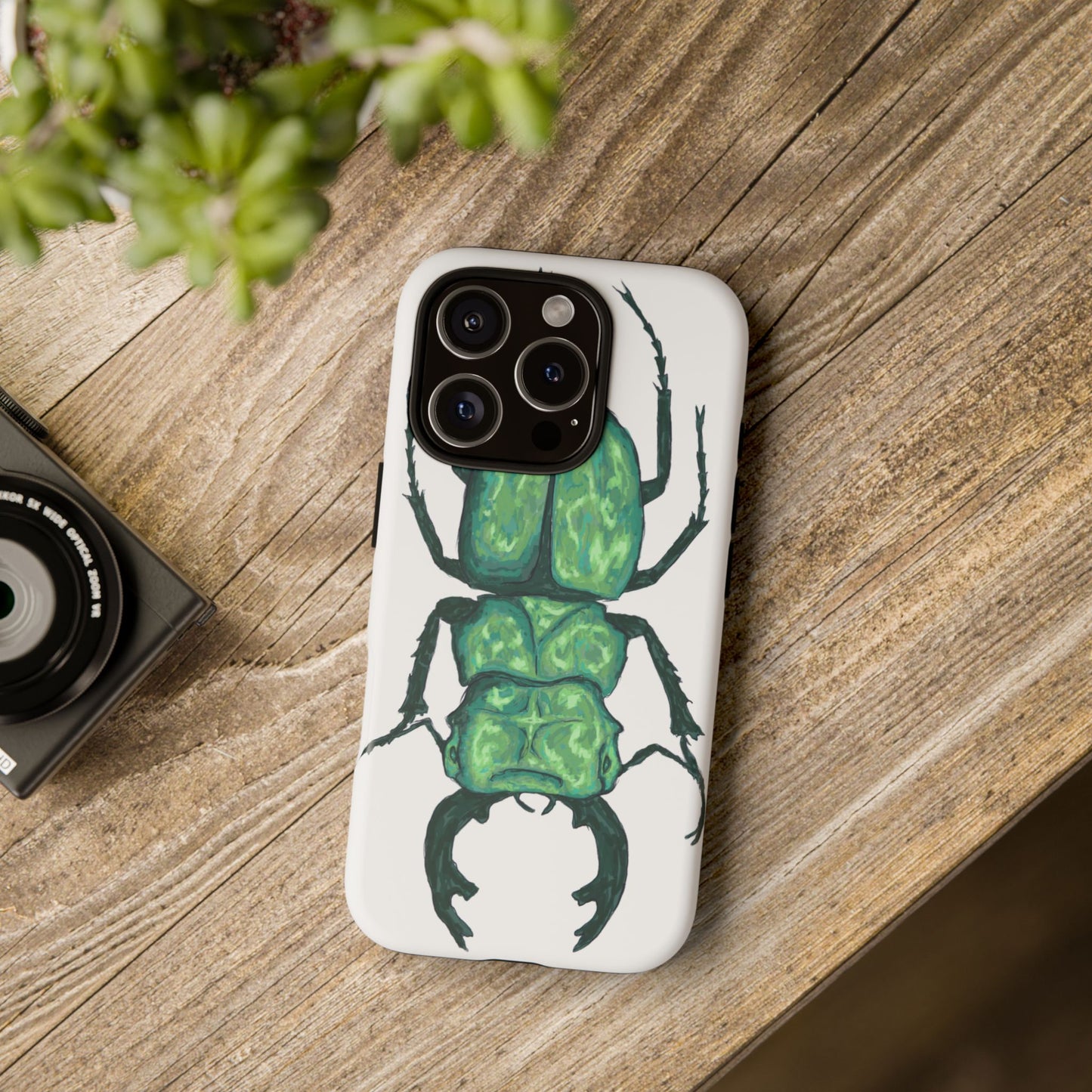 Green Beetle Phone Case - Tough Cases, Insect Lover Gift, Nature Lover Accessory, Unique Phone Cover, Eco-Friendly Design