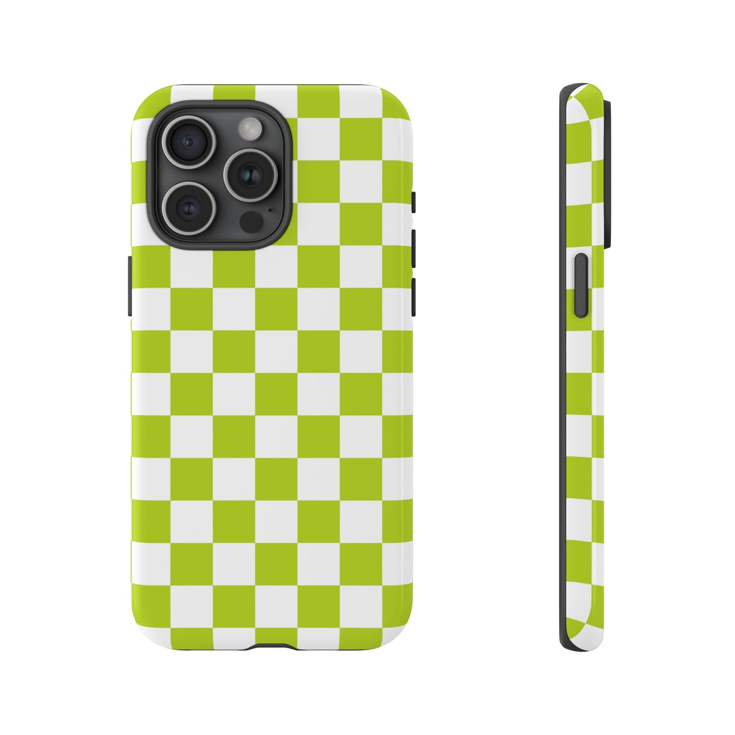 Lively Checker Pattern Phone Case | Tough Cases, Green Checkered Design, Unique Cell Phone Cover, Trendy Accessory, Gift Idea