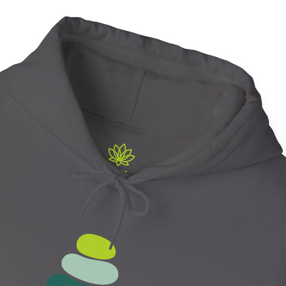 Serene Stacked Stones Hoodie, Unisex Sweatshirt for Mindfulness, Cozy Layer for Relaxation, Gift for Yoga Lovers, Perfect for Meditation