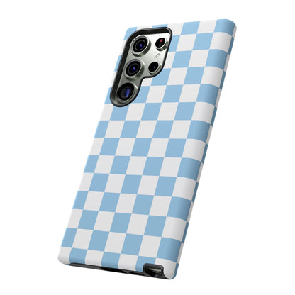 Blue Checkered Phone Case, Tough Phone Cover, Stylish Mobile Protector, Unique Gift for Him/Her, Trendy Accessories for Holidays