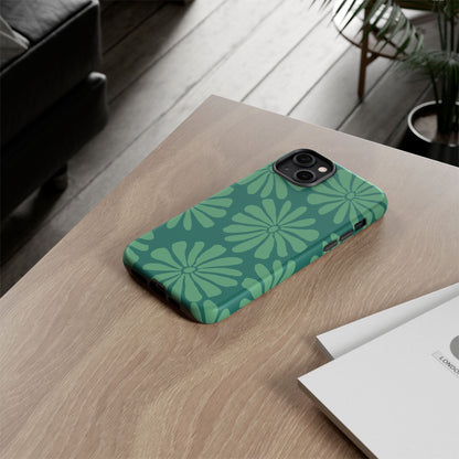 Stylish iPhone Case, Floral Phone Cover, Tough Phone Cases, Green Daisy Design, Unique Gift for Her, Spring Accessories