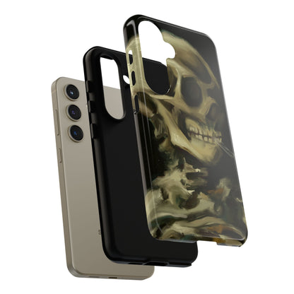 Skull Phone Case - Tough Cases, Macabre Style, Unique Accessories, Perfect for Halloween, Gothic Decor, Edgy Gift Idea | Van Gogh Reimagined, Abstract Twist on  Van Gogh's Skeleton with Burning Cigarette