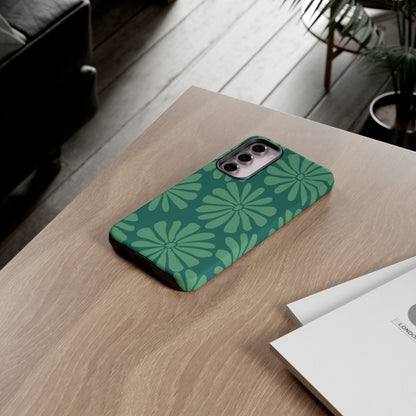 Stylish iPhone Case, Floral Phone Cover, Tough Phone Cases, Green Daisy Design, Unique Gift for Her, Spring Accessories