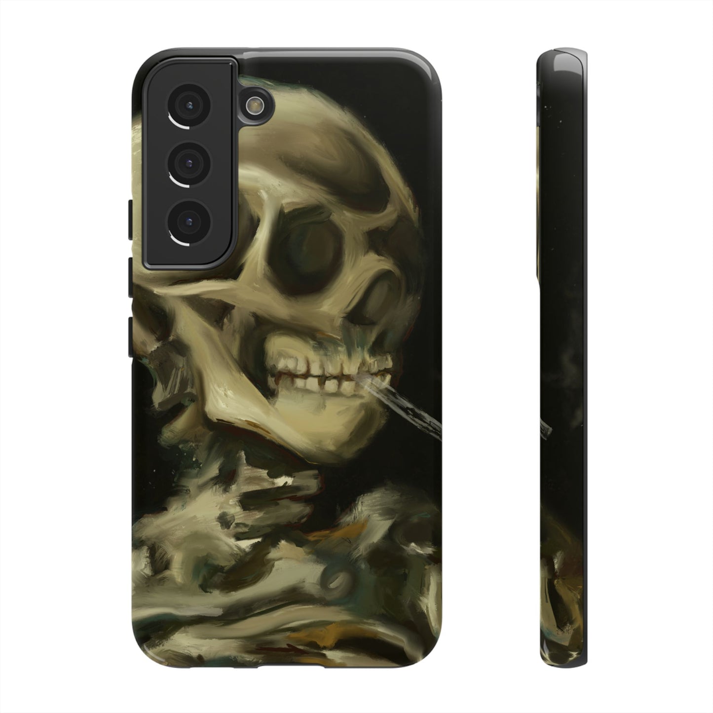 Skull Phone Case - Tough Cases, Macabre Style, Unique Accessories, Perfect for Halloween, Gothic Decor, Edgy Gift Idea | Van Gogh Reimagined, Abstract Twist on  Van Gogh's Skeleton with Burning Cigarette
