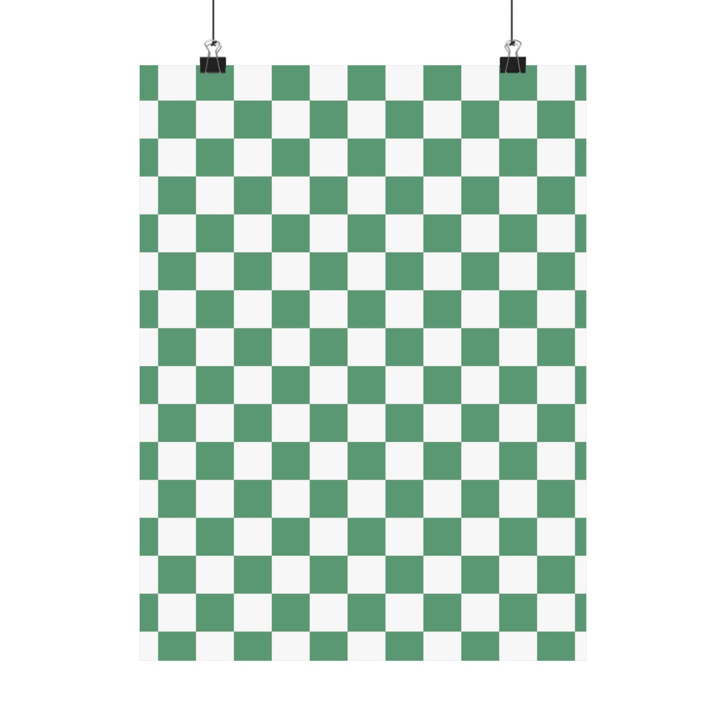 Green Checkerboard Matte Vertical Posters | Home Decor, Wall Art, Living Room Accent, Patterned Prints, Gift for Art Lovers