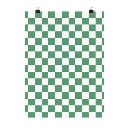 Green Checkerboard Matte Vertical Posters | Home Decor, Wall Art, Living Room Accent, Patterned Prints, Gift for Art Lovers