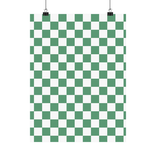 Green Checkerboard Matte Vertical Posters | Home Decor, Wall Art, Living Room Accent, Patterned Prints, Gift for Art Lovers