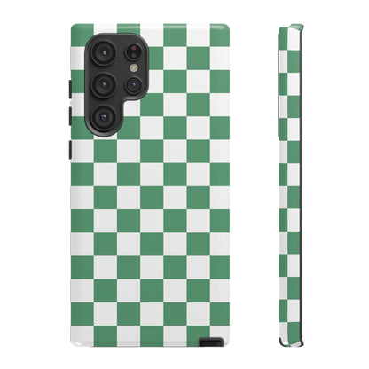 Stylish Phone Case - Green Checker Print, Trendy Phone Cover, Unique Gift, Modern Accessories, Eco-Friendly Case