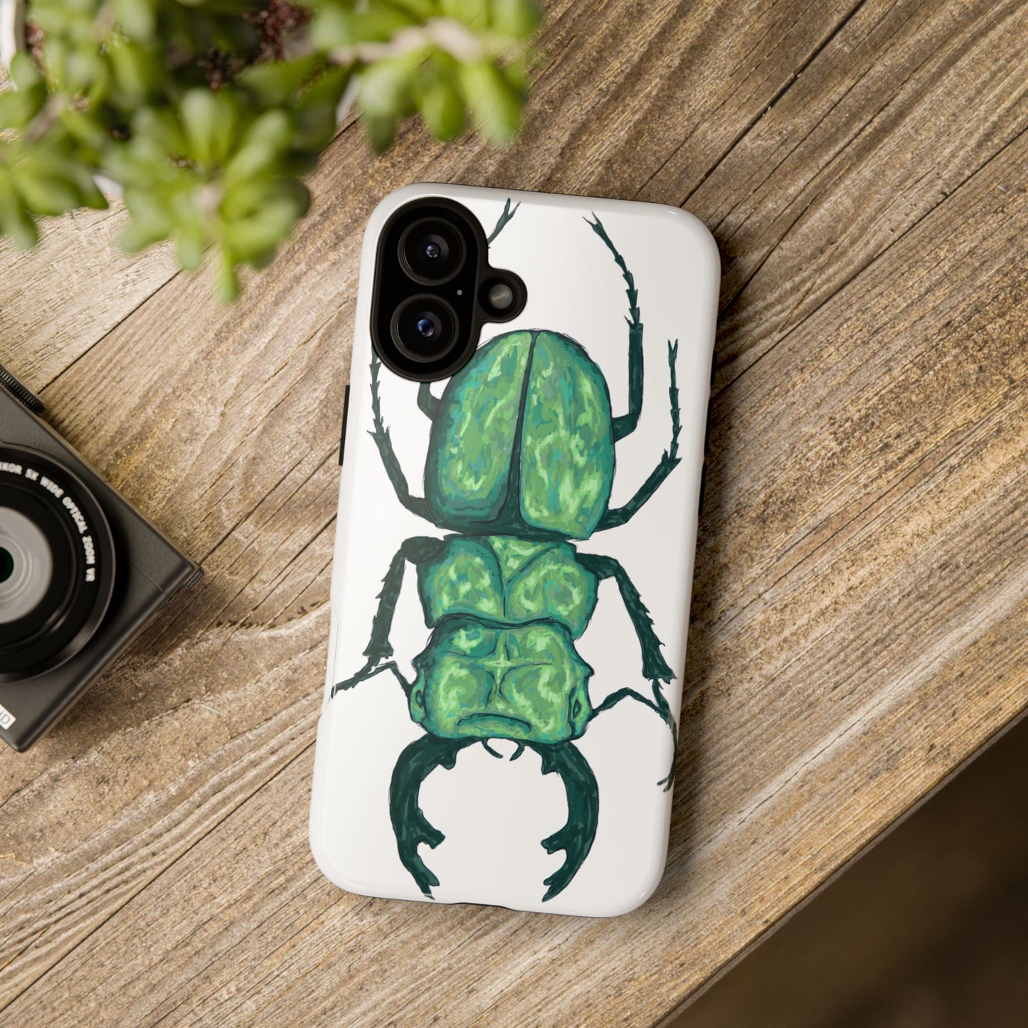 Green Beetle Phone Case - Tough Cases, Insect Lover Gift, Nature Lover Accessory, Unique Phone Cover, Eco-Friendly Design