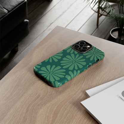 Stylish iPhone Case, Floral Phone Cover, Tough Phone Cases, Green Daisy Design, Unique Gift for Her, Spring Accessories