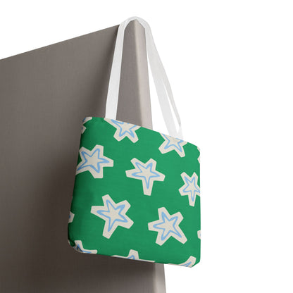 Starry Green AOP Tote Bag | Stylish Grocery Tote, Eco-Friendly Bag, Beach Bag, Weekend Getaway, Custom Design
