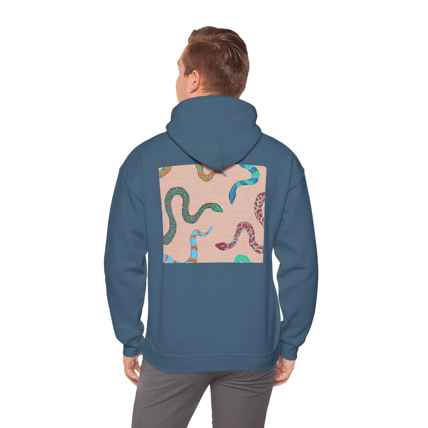 Vibrant Unisex Hoodie with Zen Frog and Snake Design, Cool Gift for Nature Lovers, Casual Wear for All Occasions, Gift for Her, Cool Hoodies