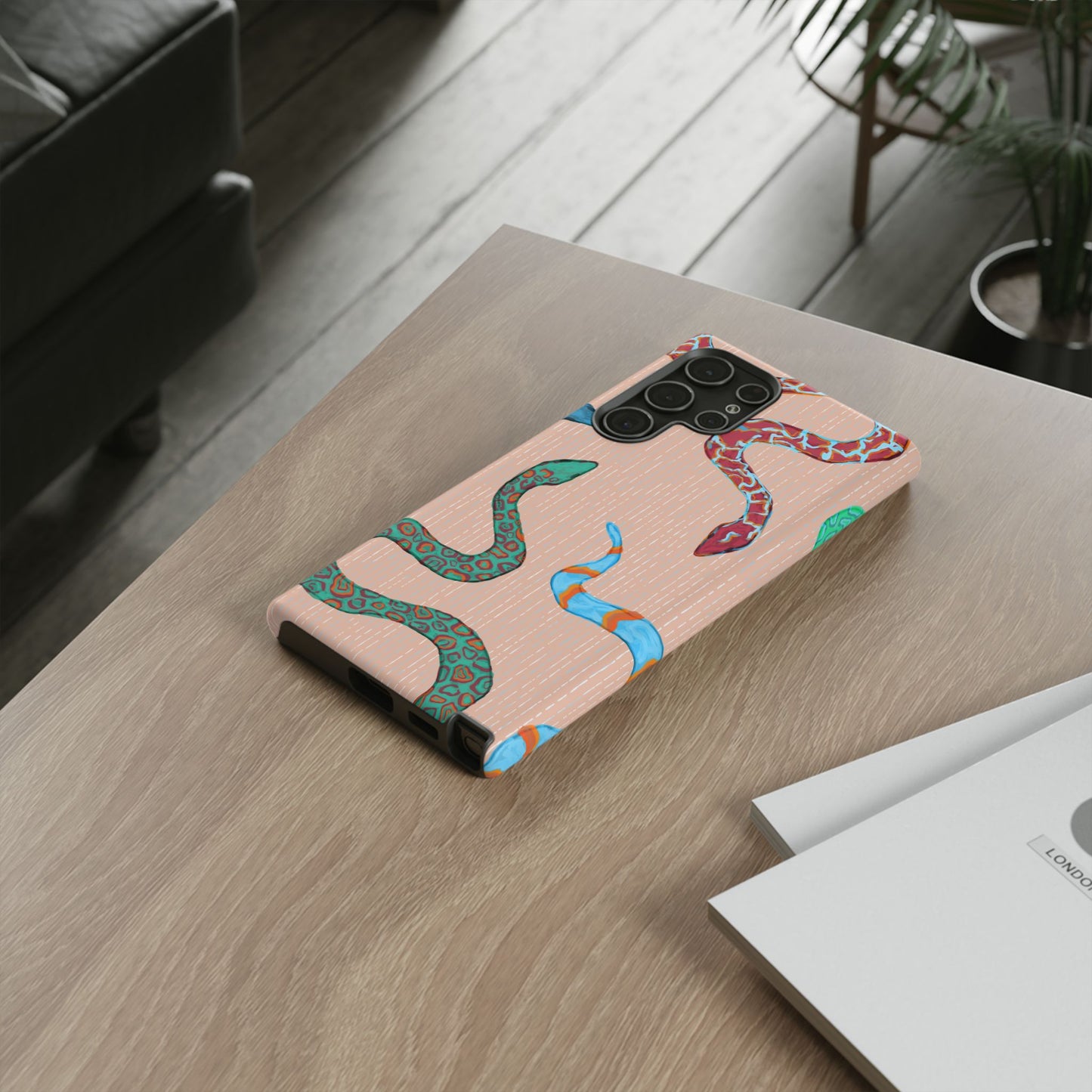 Colorful Snake Phone Case, Tough Phone Case, Unique Phone Cover, Animal Print Case, Gifts for Her, Trendy Accessories