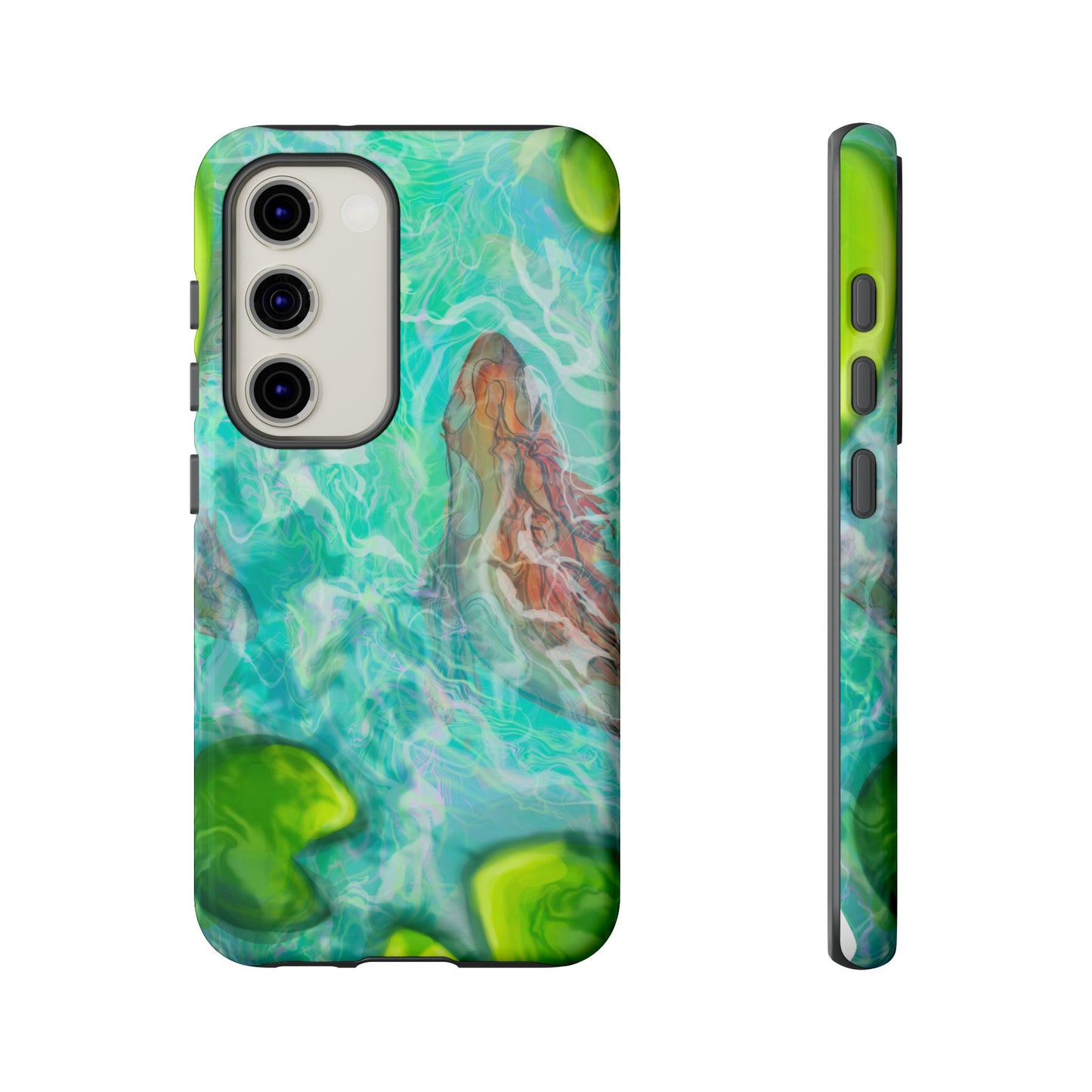 Watercolor Phone Case, Nature Lover Gift, Tough Phone Cover, Phone Accessory, Unique Design for Spring/Summer, Lily Pad, Fish Pond