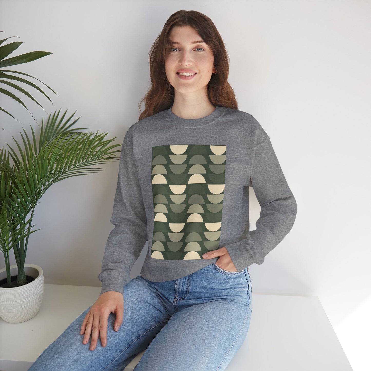 Stylish Geometric Crewneck Sweatshirt for Relaxed Vibes, Cozy Layer, Unisex Fashion Piece, Perfect Gift for Art Lovers, Casual Wear