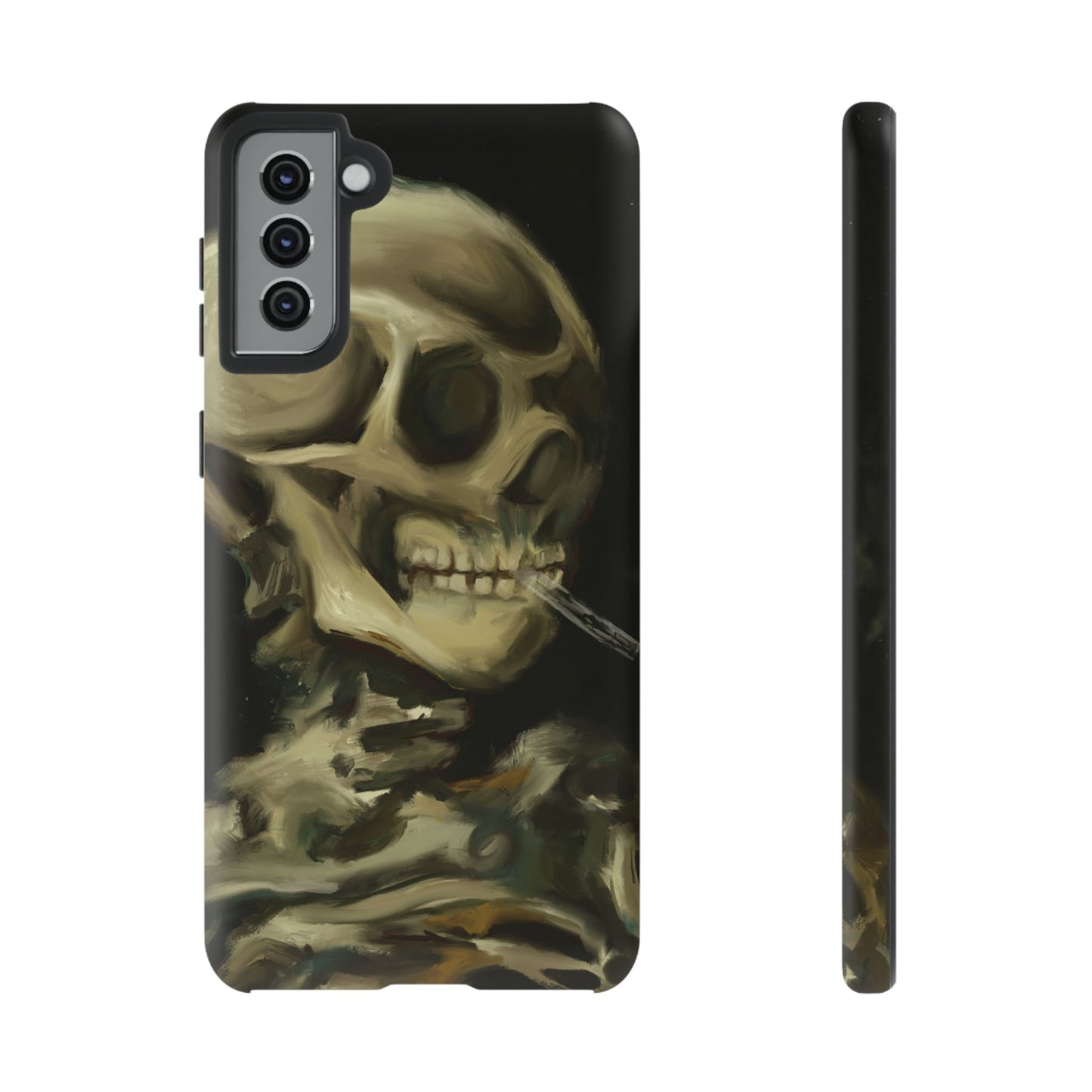 Skull Phone Case - Tough Cases, Macabre Style, Unique Accessories, Perfect for Halloween, Gothic Decor, Edgy Gift Idea | Van Gogh Reimagined, Abstract Twist on  Van Gogh's Skeleton with Burning Cigarette