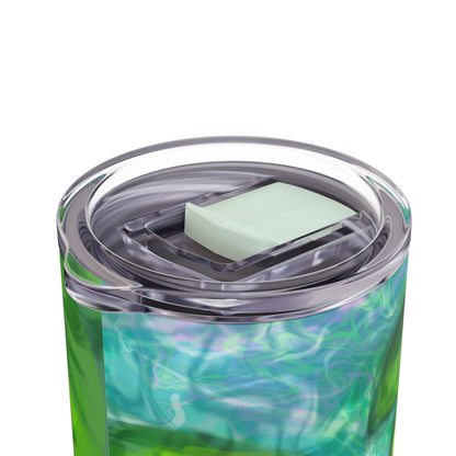 Skinny Tumbler with Abstract Water Design, Eco-Friendly Drinkware, Cool Gift for Her, Summer Vibes, Home & Office Decor, Lily Pads, Fish Pond