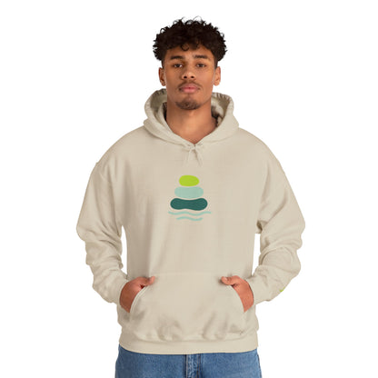 Serene Stacked Stones Hoodie, Unisex Sweatshirt for Mindfulness, Cozy Layer for Relaxation, Gift for Yoga Lovers, Perfect for Meditation