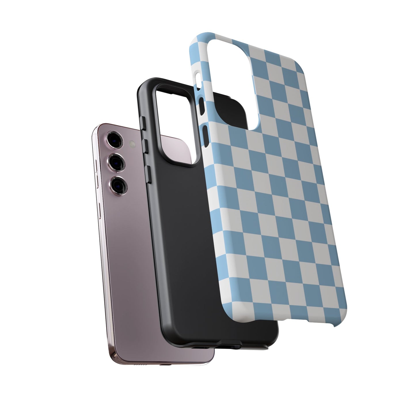 Blue Checkered Phone Case, Tough Phone Cover, Stylish Mobile Protector, Unique Gift for Him/Her, Trendy Accessories for Holidays