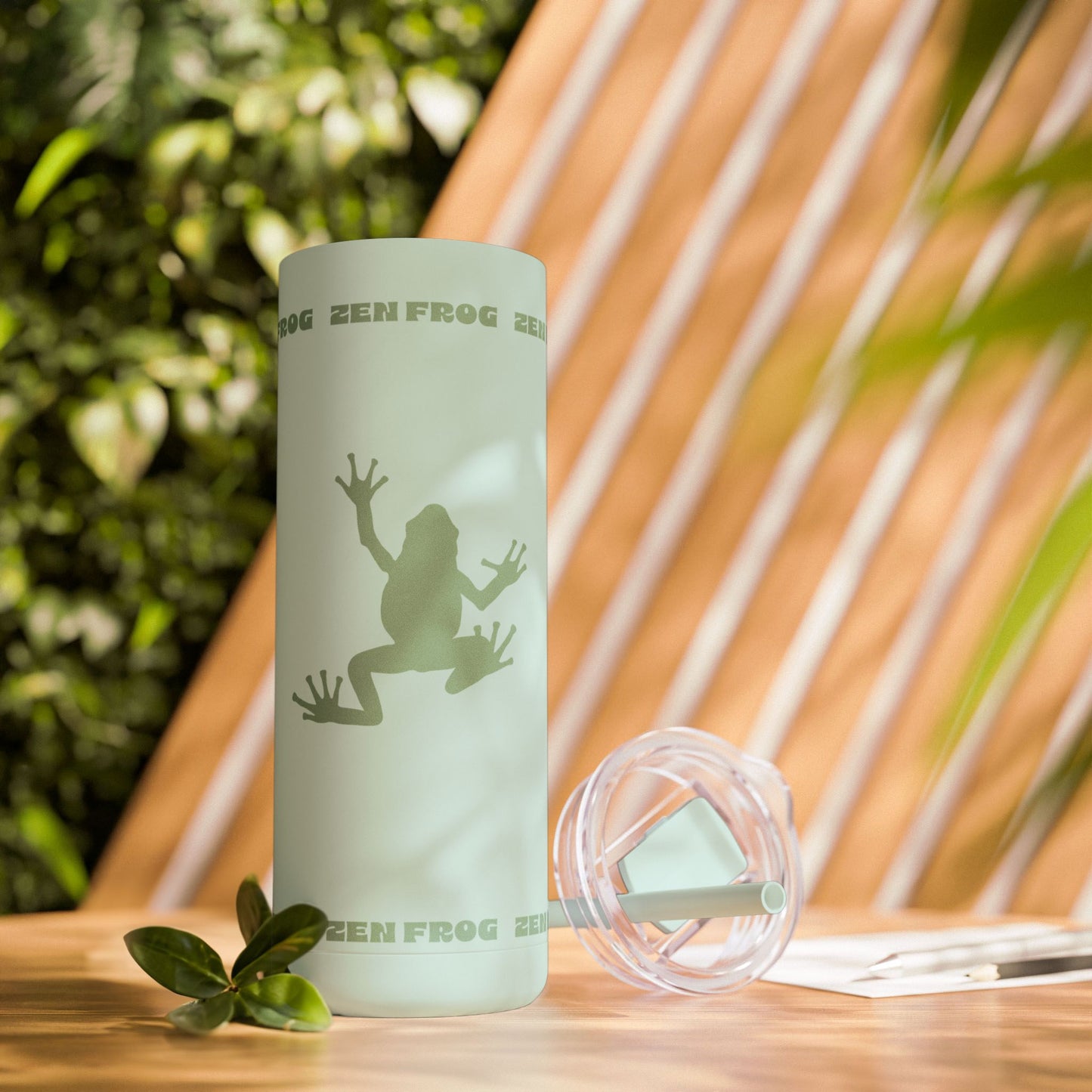 Zen Frog Skinny Tumbler, 20oz - Unique Drinkware for Nature Lovers, Eco-friendly Gift, Travel Cup, Summer Hydration, Stylish Reusable Cup