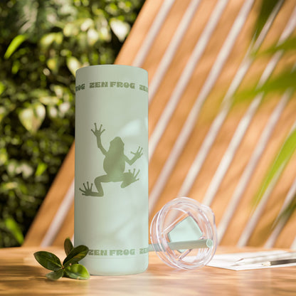 Zen Frog Skinny Tumbler, 20oz - Unique Drinkware for Nature Lovers, Eco-friendly Gift, Travel Cup, Summer Hydration, Stylish Reusable Cup
