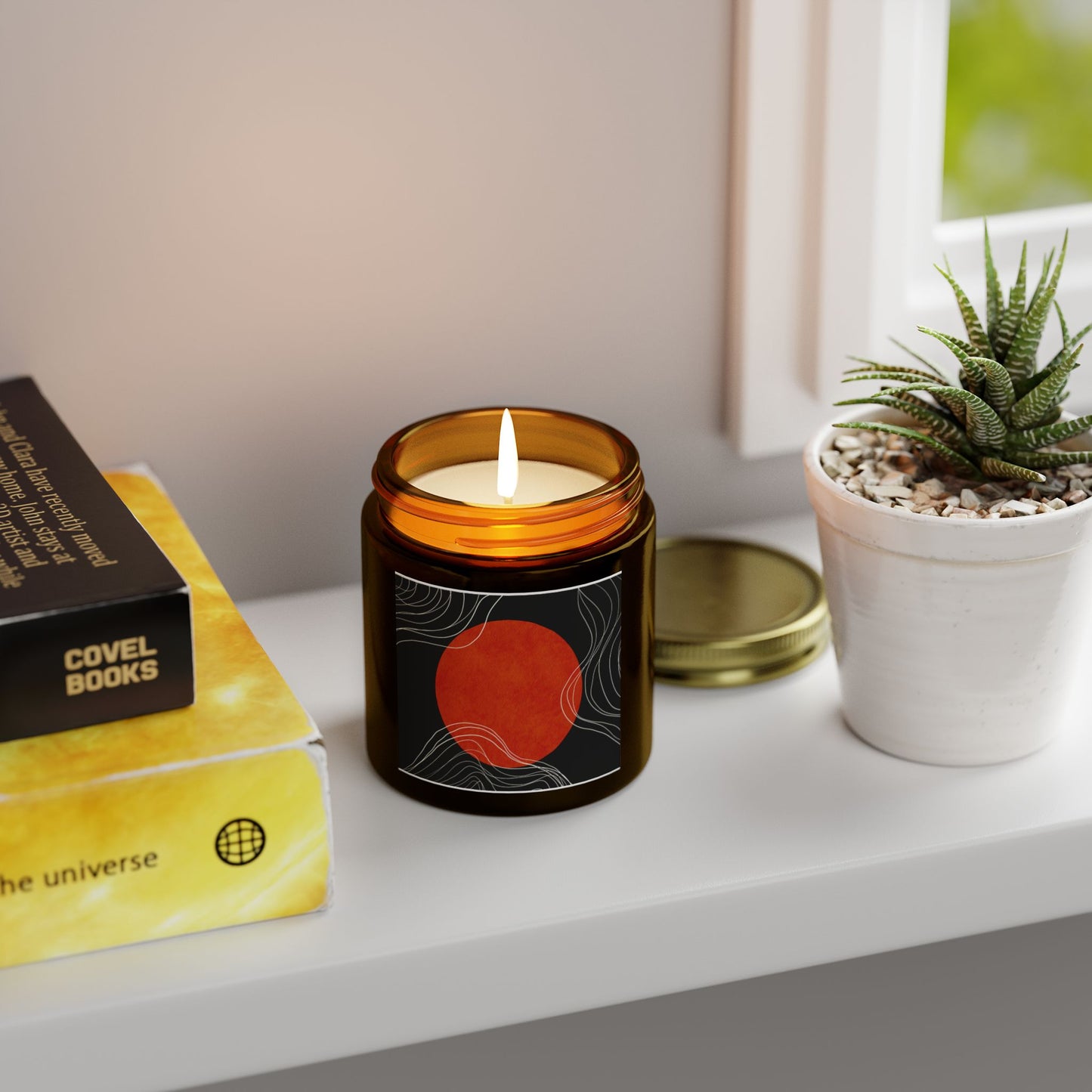 Artistic Scented Candle - Coconut Apricot Wax, Abstract Home Decor, Relaxation Gift, Aromatherapy, Modern Candle Holder