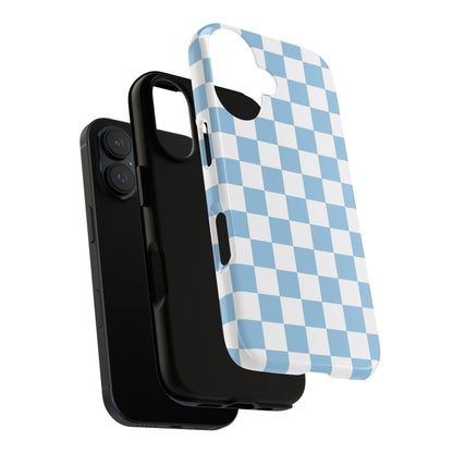 Blue Checkered Phone Case, Tough Phone Cover, Stylish Mobile Protector, Unique Gift for Him/Her, Trendy Accessories for Holidays