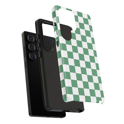 Stylish Phone Case - Green Checker Print, Trendy Phone Cover, Unique Gift, Modern Accessories, Eco-Friendly Case