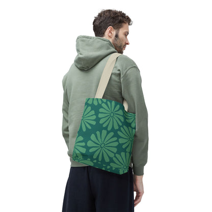 Green Floral Tote Bag - Stylish Eco-Friendly Reusable Shopping Bag, Perfect Gift for Mothers Day, Summer Outings, Casual Days