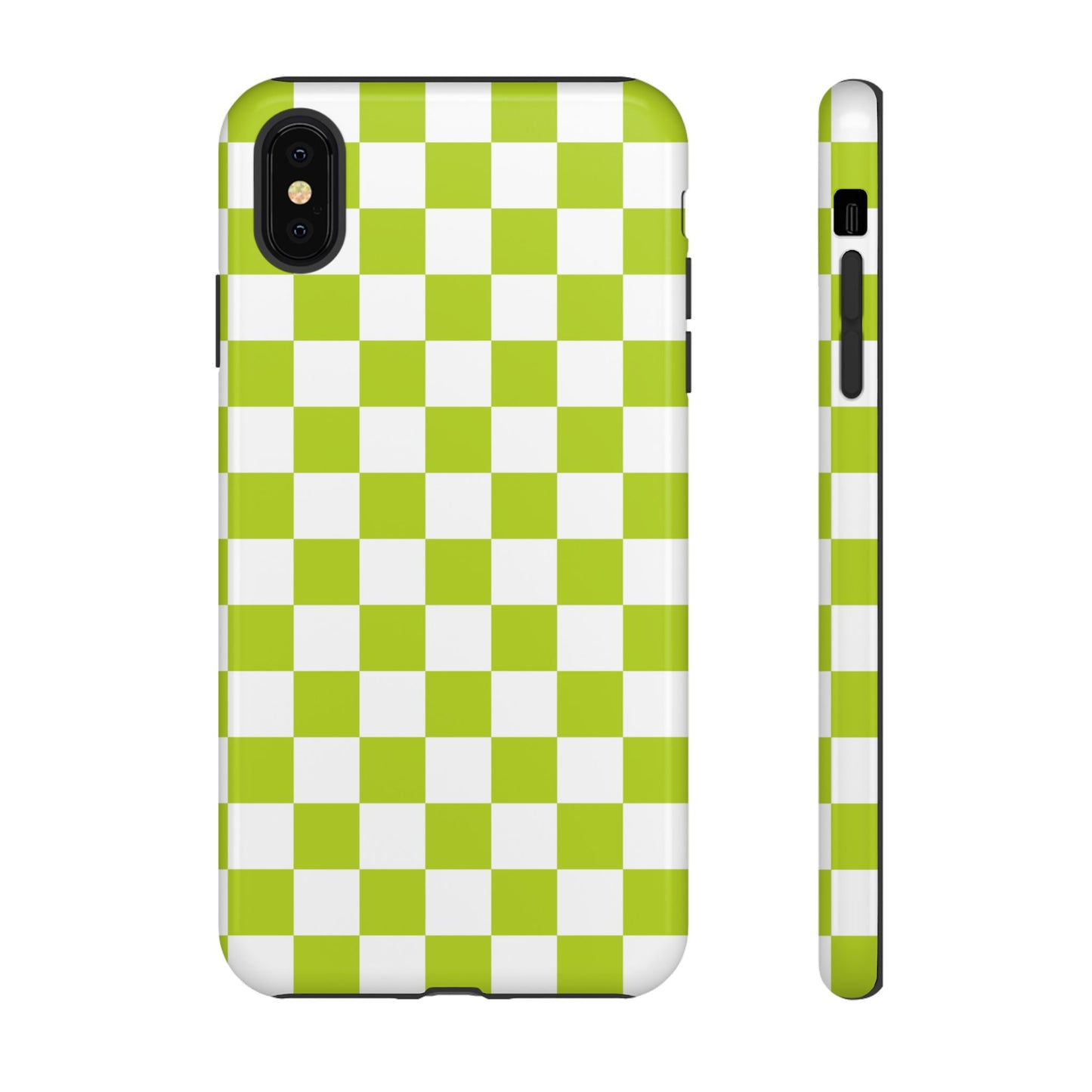 Lively Checker Pattern Phone Case | Tough Cases, Green Checkered Design, Unique Cell Phone Cover, Trendy Accessory, Gift Idea