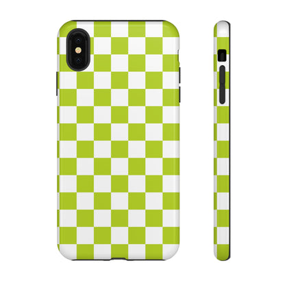 Lively Checker Pattern Phone Case | Tough Cases, Green Checkered Design, Unique Cell Phone Cover, Trendy Accessory, Gift Idea