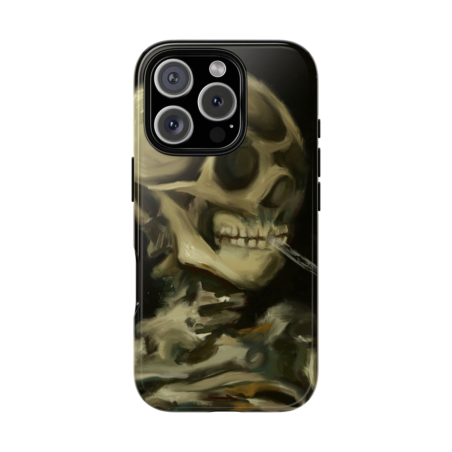 Skull Phone Case - Tough Cases, Macabre Style, Unique Accessories, Perfect for Halloween, Gothic Decor, Edgy Gift Idea | Van Gogh Reimagined, Abstract Twist on  Van Gogh's Skeleton with Burning Cigarette