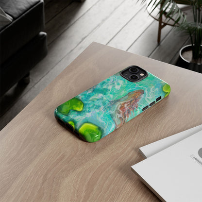 Watercolor Phone Case, Nature Lover Gift, Tough Phone Cover, Phone Accessory, Unique Design for Spring/Summer, Lily Pad, Fish Pond