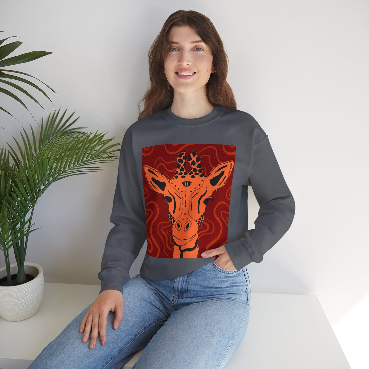 Giraffe Art Crewneck Sweatshirt, Cozy Giraffe Sweatshirt, Animal Lover Gift, Unique Sweatshirt for Friends, Cute Animal Apparel