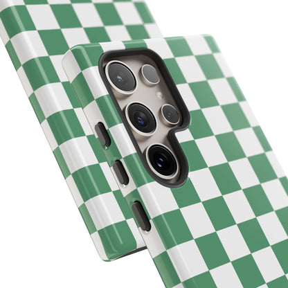 Stylish Phone Case - Green Checker Print, Trendy Phone Cover, Unique Gift, Modern Accessories, Eco-Friendly Case