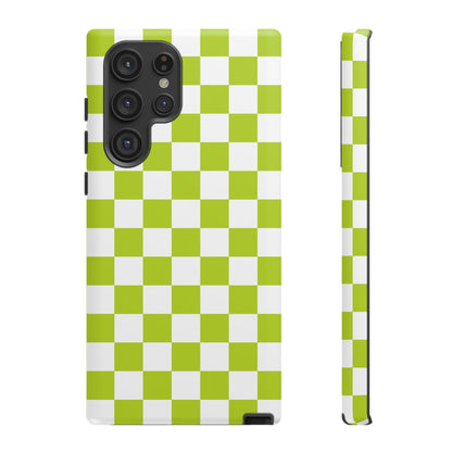 Lively Checker Pattern Phone Case | Tough Cases, Green Checkered Design, Unique Cell Phone Cover, Trendy Accessory, Gift Idea