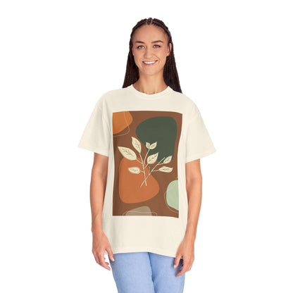 Boho Leafy T-Shirt, Unisex Short Sleeve Tee, Casual Wear, Earthy Aesthetic, Gifts for Nature Lovers, Comfortable Everyday Style