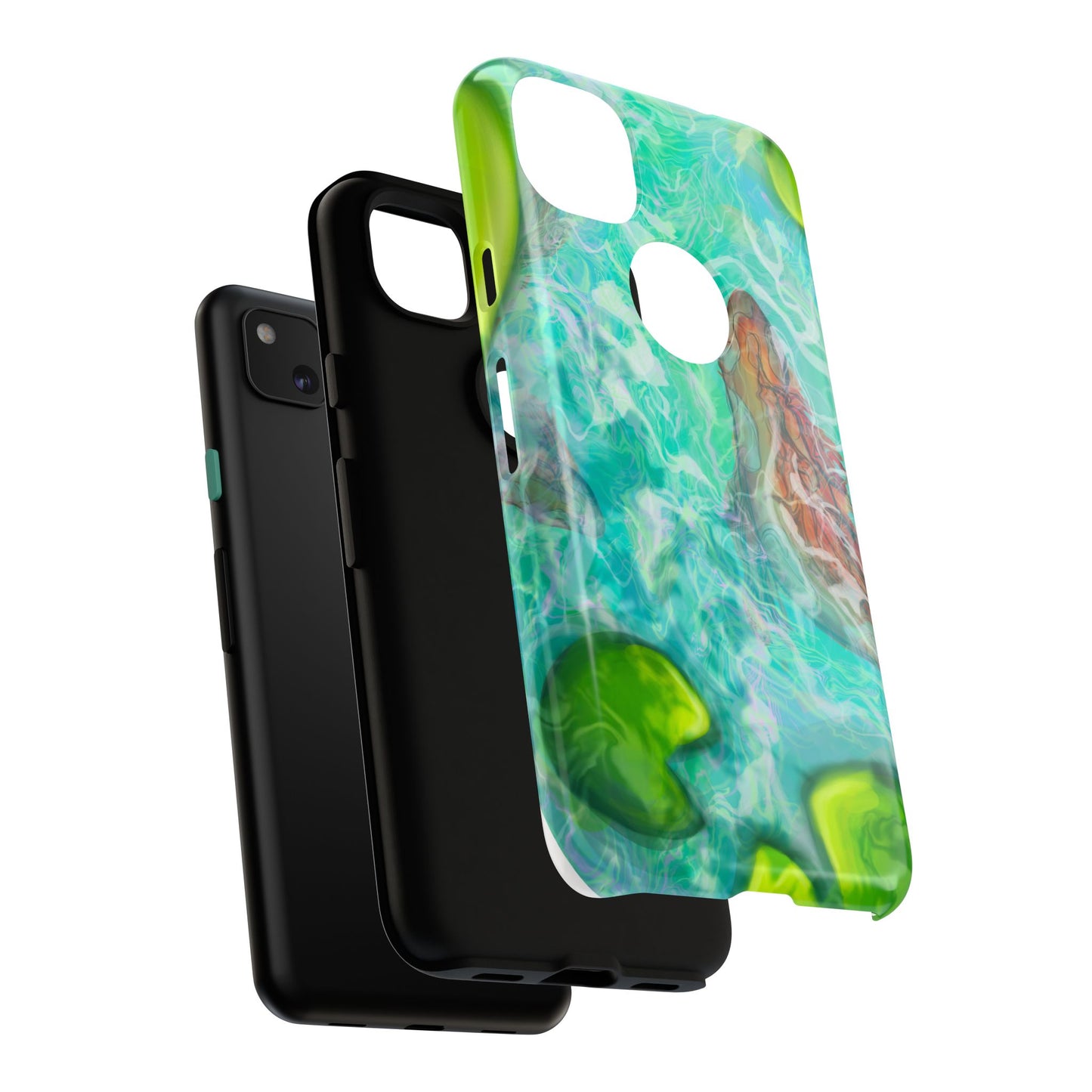 Watercolor Phone Case, Nature Lover Gift, Tough Phone Cover, Phone Accessory, Unique Design for Spring/Summer, Lily Pad, Fish Pond