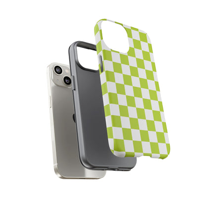 Lively Checker Pattern Phone Case | Tough Cases, Green Checkered Design, Unique Cell Phone Cover, Trendy Accessory, Gift Idea