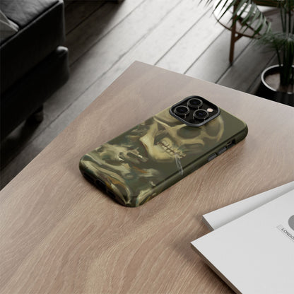Skull Phone Case - Tough Cases, Macabre Style, Unique Accessories, Perfect for Halloween, Gothic Decor, Edgy Gift Idea | Van Gogh Reimagined, Abstract Twist on  Van Gogh's Skeleton with Burning Cigarette