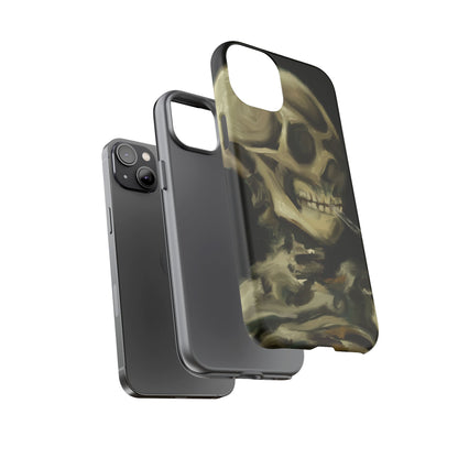 Skull Phone Case - Tough Cases, Macabre Style, Unique Accessories, Perfect for Halloween, Gothic Decor, Edgy Gift Idea | Van Gogh Reimagined, Abstract Twist on  Van Gogh's Skeleton with Burning Cigarette