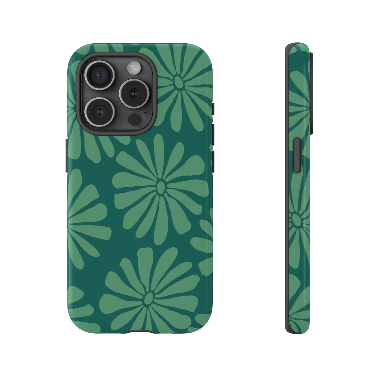 Stylish iPhone Case, Floral Phone Cover, Tough Phone Cases, Green Daisy Design, Unique Gift for Her, Spring Accessories