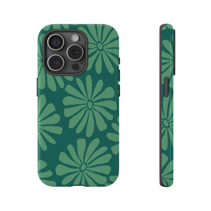 Stylish iPhone Case, Floral Phone Cover, Tough Phone Cases, Green Daisy Design, Unique Gift for Her, Spring Accessories