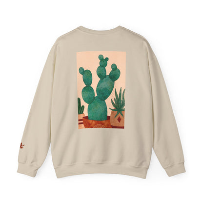 Cactus Art Crewneck Sweatshirt - Cozy unisex pullover, perfect for plant lovers, everyday wear, gifts for him/her, and casual outings